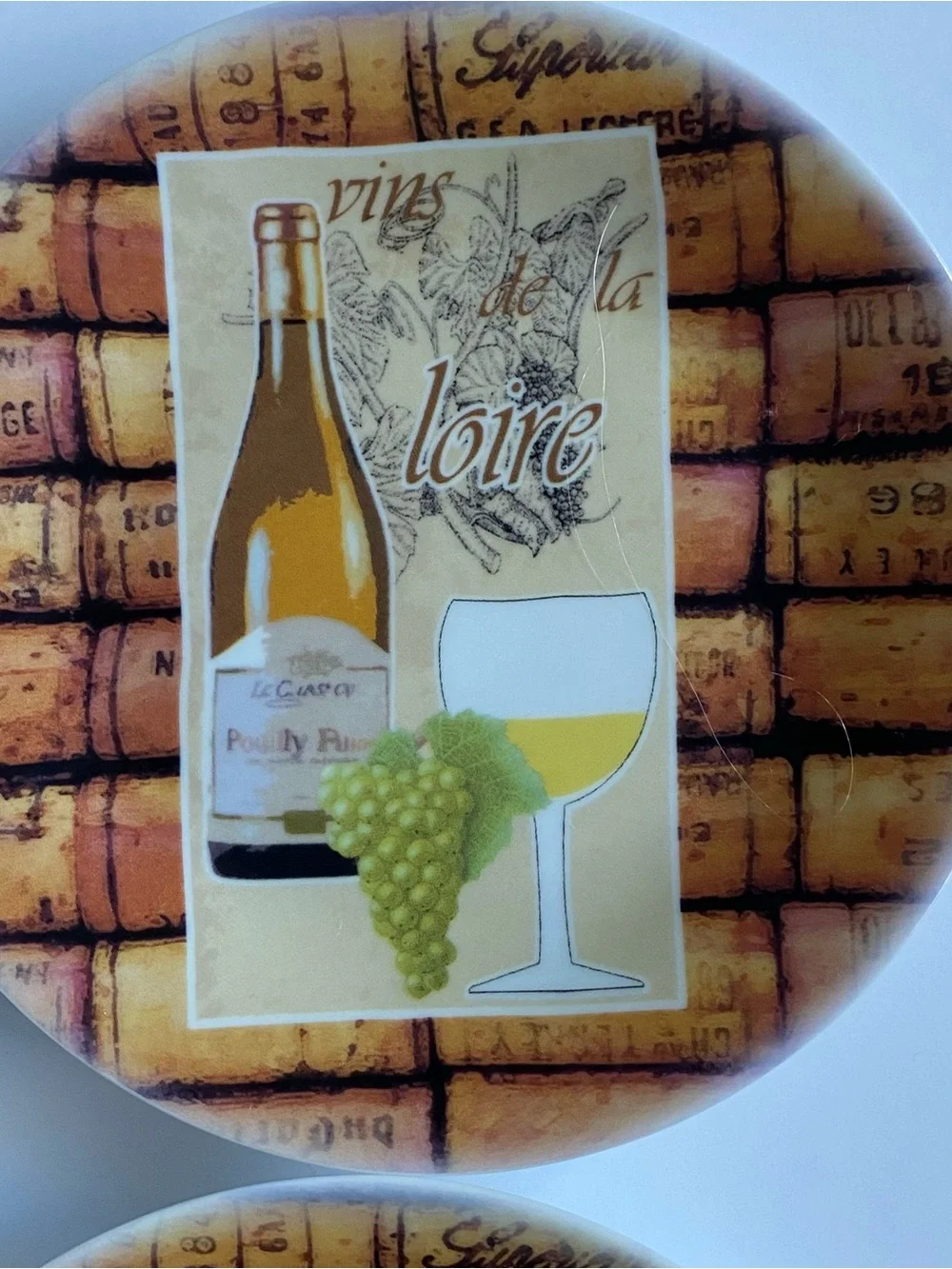 6 Canape Plates by Philippe Deshoulieres Wine & Corks France Vintage EUC Grapes